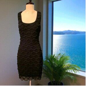 Guess Sleeveless Scallop Fringe Eyelash Lace Mini Dress